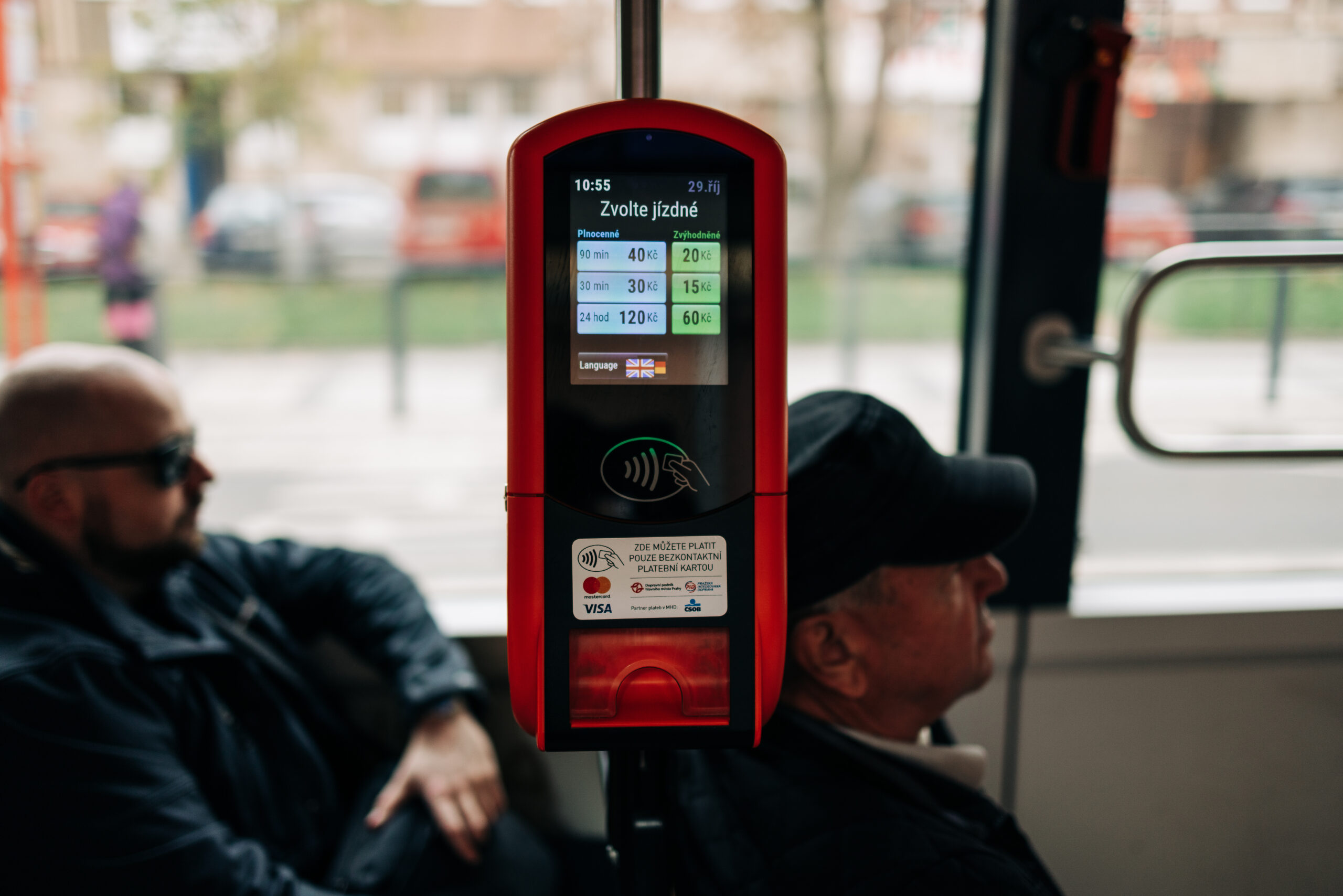 Public transport in Prague - machine to buy tickets with a card